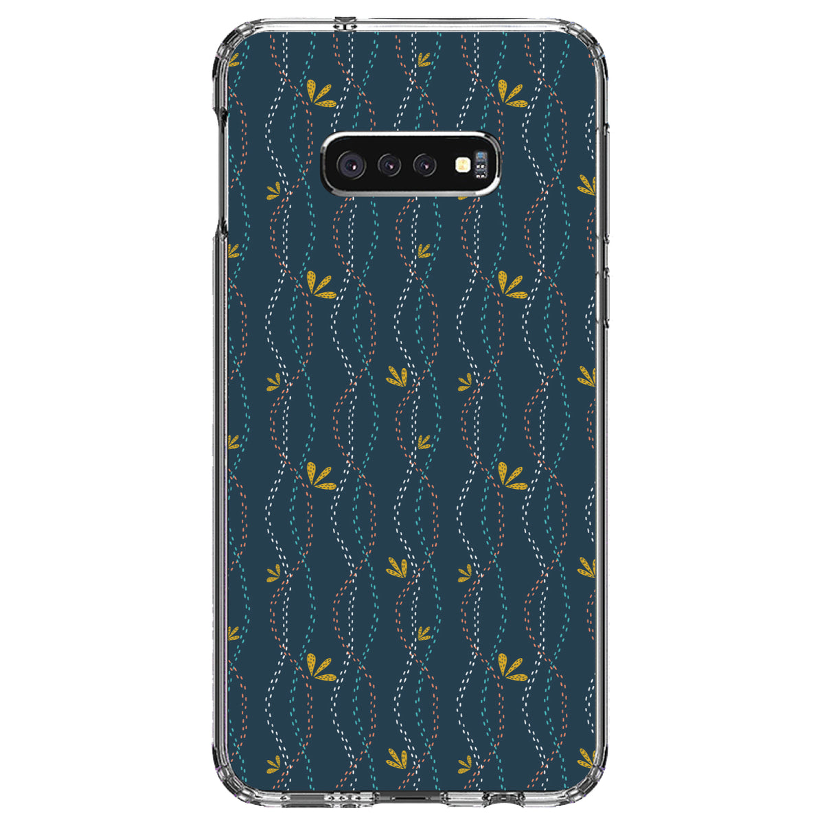 Modern Floral, Wavy, Navy, Pink, Teal Clear Shockproof iPhone Case, view 18