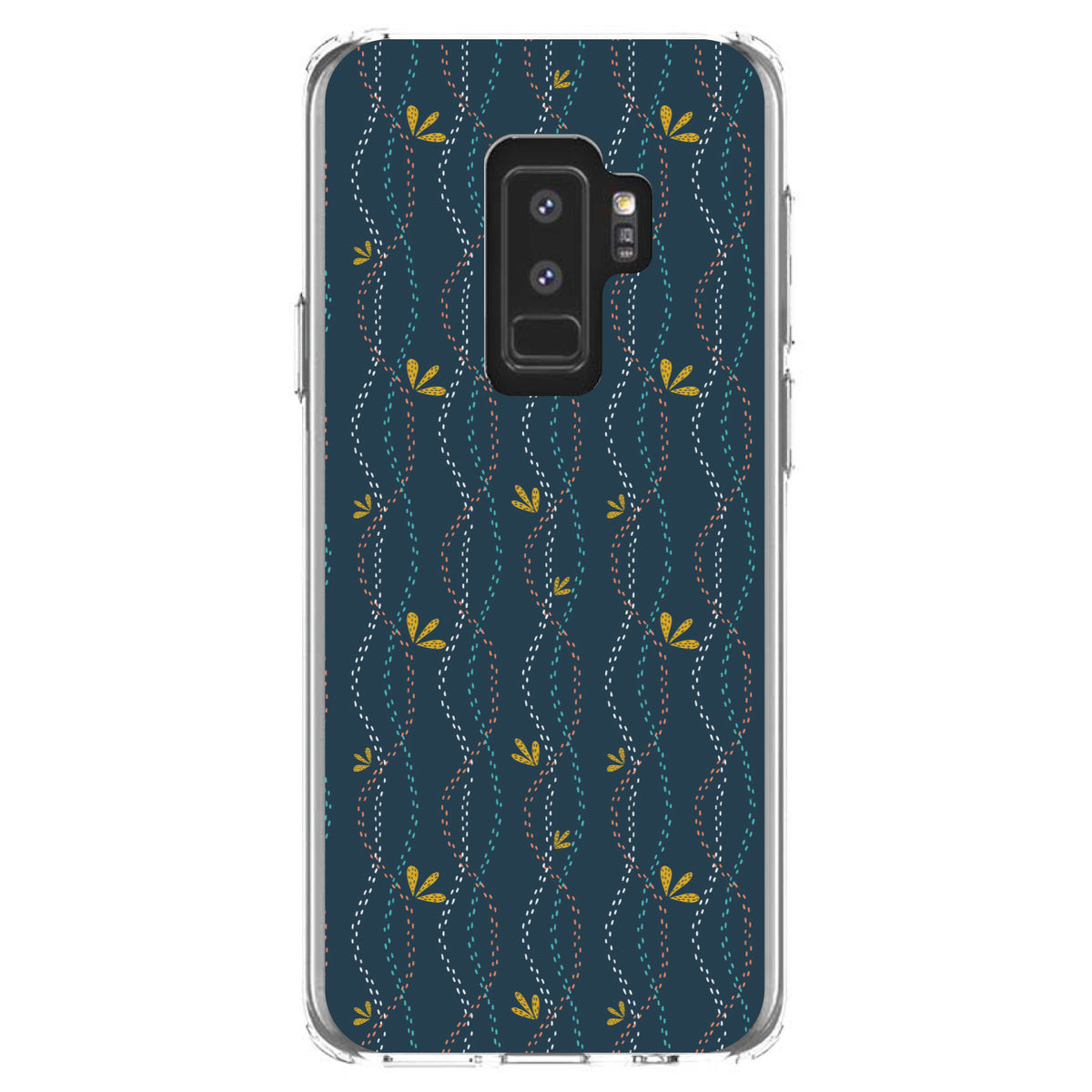 Modern Floral, Wavy, Navy, Pink, Teal Clear Shockproof iPhone Case, view 20