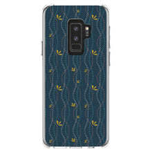 DistinctInk® Clear Shockproof Hybrid Case for Apple iPhone / Samsung Galaxy / Google Pixel - Modern Floral - Wavy, Navy, Pink, Teal