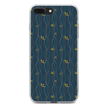 DistinctInk® Clear Shockproof Hybrid Case for Apple iPhone / Samsung Galaxy / Google Pixel - Modern Floral - Wavy, Navy, Pink, Teal
