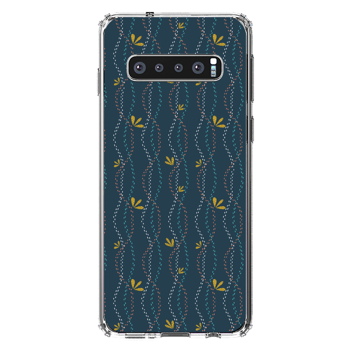 Modern Floral, Wavy, Navy, Pink, Teal Clear Shockproof iPhone Case, view 17