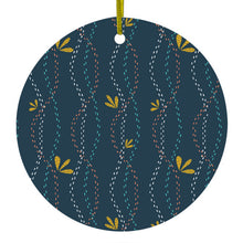 Wavy, Navy, Pink, Teal Ceramic Ornament