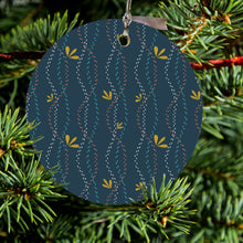 Wavy, Navy, Pink, Teal Ceramic Ornament