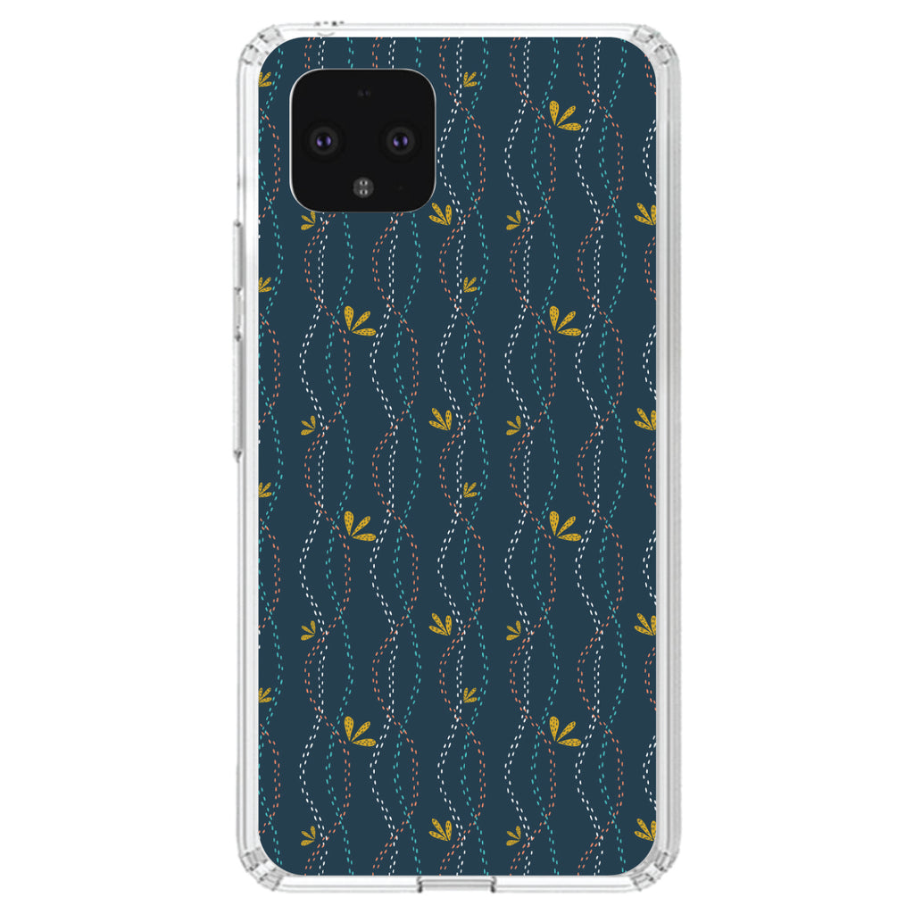 Modern Floral, Wavy, Navy, Pink, Teal Clear Shockproof iPhone Case, view 23