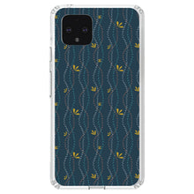 DistinctInk® Clear Shockproof Hybrid Case for Apple iPhone / Samsung Galaxy / Google Pixel - Modern Floral - Wavy, Navy, Pink, Teal