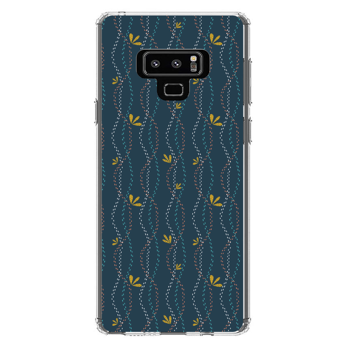 Modern Floral, Wavy, Navy, Pink, Teal Clear Shockproof iPhone Case, view 11