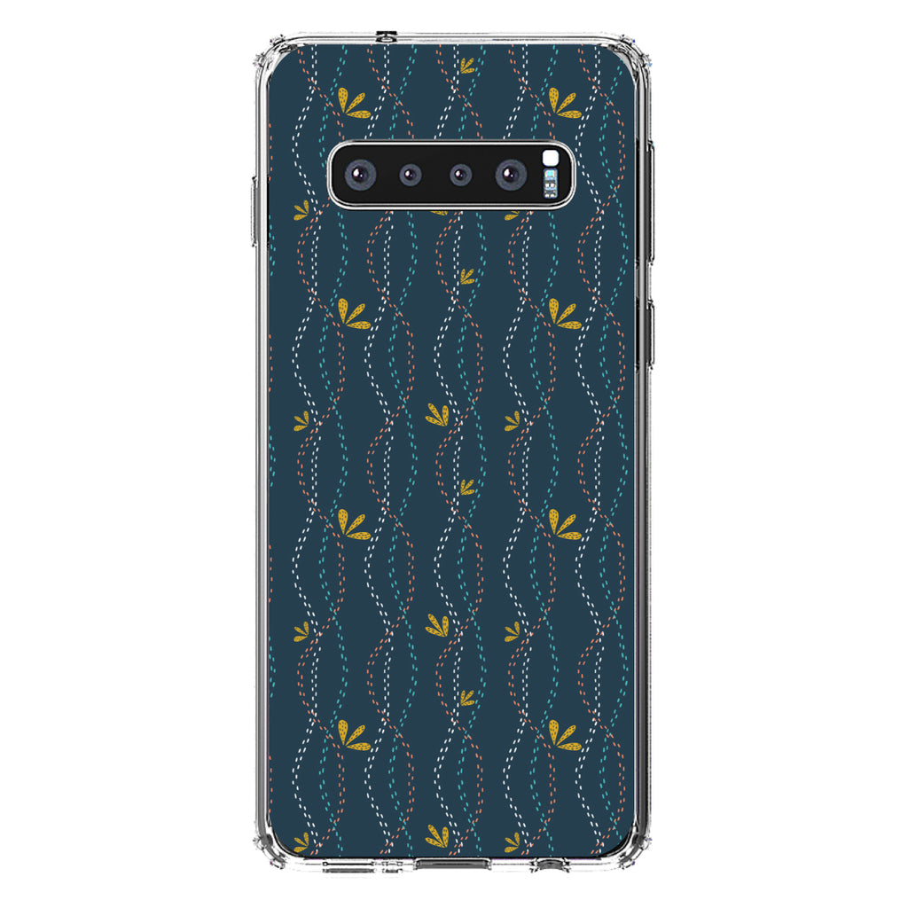 Modern Floral, Wavy, Navy, Pink, Teal Clear Shockproof iPhone Case, view 16