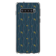 DistinctInk® Clear Shockproof Hybrid Case for Apple iPhone / Samsung Galaxy / Google Pixel - Modern Floral - Wavy, Navy, Pink, Teal