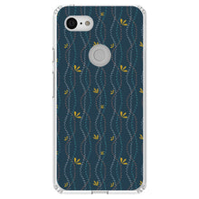 DistinctInk® Clear Shockproof Hybrid Case for Apple iPhone / Samsung Galaxy / Google Pixel - Modern Floral - Wavy, Navy, Pink, Teal
