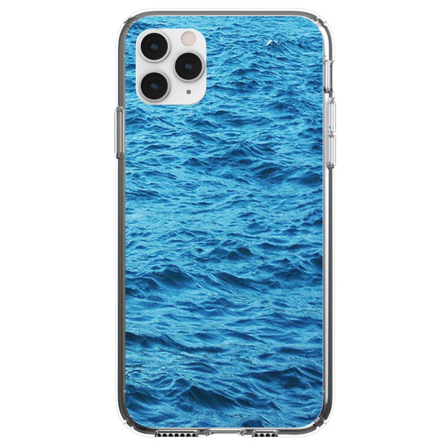 DistinctInk® Clear Shockproof Hybrid Case for Apple iPhone / Samsung Galaxy / Google Pixel - Blue Water Ocean Waves