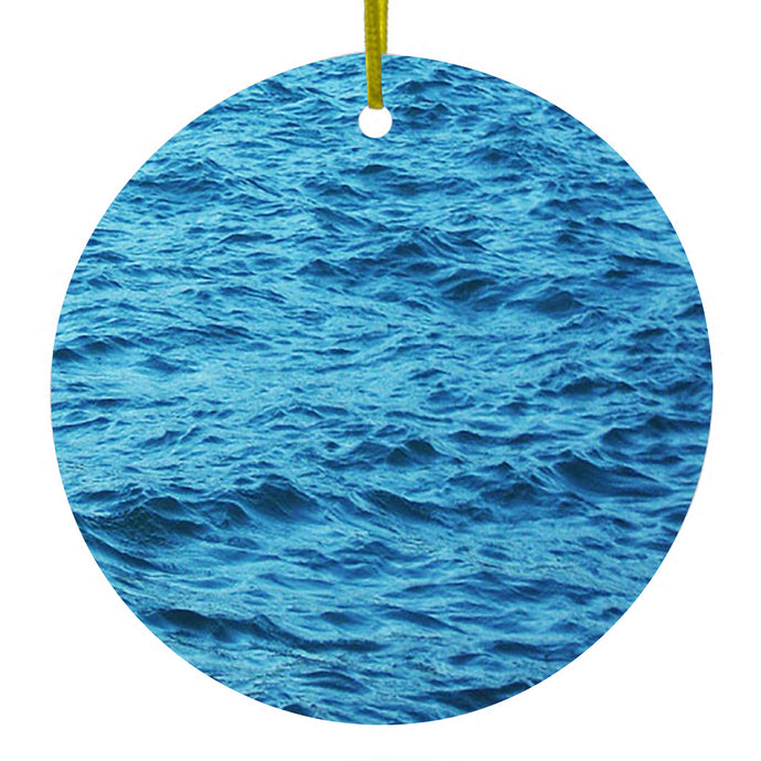 Blue Water Ocean Waves Ceramic Ornament
