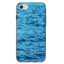 DistinctInk® Clear Shockproof Hybrid Case for Apple iPhone / Samsung Galaxy / Google Pixel - Blue Water Ocean Waves