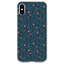 DistinctInk® Clear Shockproof Hybrid Case for Apple iPhone / Samsung Galaxy / Google Pixel - Modern Floral - Strawberry Vine - Teal Navy