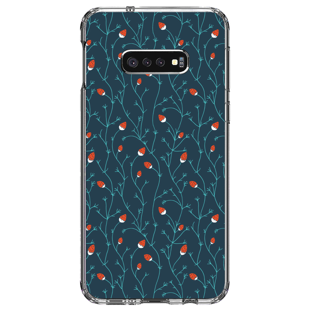 Modern Floral, Strawberry Vine, Teal Navy Clear Shockproof iPhone Case, view 18
