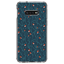 DistinctInk® Clear Shockproof Hybrid Case for Apple iPhone / Samsung Galaxy / Google Pixel - Modern Floral - Strawberry Vine - Teal Navy
