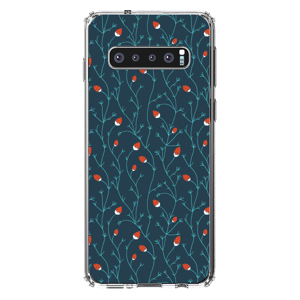 Modern Floral, Strawberry Vine, Teal Navy Clear Shockproof iPhone Case, view 16