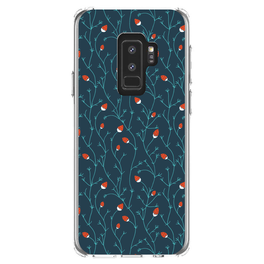 Modern Floral, Strawberry Vine, Teal Navy Clear Shockproof iPhone Case, view 20