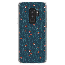 DistinctInk® Clear Shockproof Hybrid Case for Apple iPhone / Samsung Galaxy / Google Pixel - Modern Floral - Strawberry Vine - Teal Navy