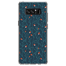 DistinctInk® Clear Shockproof Hybrid Case for Apple iPhone / Samsung Galaxy / Google Pixel - Modern Floral - Strawberry Vine - Teal Navy