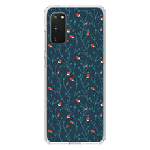 DistinctInk® Clear Shockproof Hybrid Case for Apple iPhone / Samsung Galaxy / Google Pixel - Modern Floral - Strawberry Vine - Teal Navy