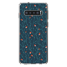 DistinctInk® Clear Shockproof Hybrid Case for Apple iPhone / Samsung Galaxy / Google Pixel - Modern Floral - Strawberry Vine - Teal Navy