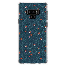 DistinctInk® Clear Shockproof Hybrid Case for Apple iPhone / Samsung Galaxy / Google Pixel - Modern Floral - Strawberry Vine - Teal Navy