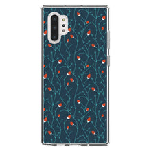 DistinctInk® Clear Shockproof Hybrid Case for Apple iPhone / Samsung Galaxy / Google Pixel - Modern Floral - Strawberry Vine - Teal Navy