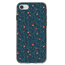 DistinctInk® Clear Shockproof Hybrid Case for Apple iPhone / Samsung Galaxy / Google Pixel - Modern Floral - Strawberry Vine - Teal Navy