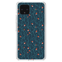 DistinctInk® Clear Shockproof Hybrid Case for Apple iPhone / Samsung Galaxy / Google Pixel - Modern Floral - Strawberry Vine - Teal Navy