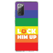 DistinctInk® Clear Shockproof Hybrid Case for Apple iPhone / Samsung Galaxy / Google Pixel - LOCK HIM UP Rainbow Anti Trump