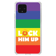 DistinctInk® Clear Shockproof Hybrid Case for Apple iPhone / Samsung Galaxy / Google Pixel - LOCK HIM UP Rainbow Anti Trump