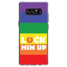 DistinctInk® Clear Shockproof Hybrid Case for Apple iPhone / Samsung Galaxy / Google Pixel - LOCK HIM UP Rainbow Anti Trump