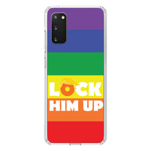 DistinctInk® Clear Shockproof Hybrid Case for Apple iPhone / Samsung Galaxy / Google Pixel - LOCK HIM UP Rainbow Anti Trump