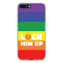 DistinctInk® Clear Shockproof Hybrid Case for Apple iPhone / Samsung Galaxy / Google Pixel - LOCK HIM UP Rainbow Anti Trump