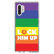 DistinctInk® Clear Shockproof Hybrid Case for Apple iPhone / Samsung Galaxy / Google Pixel - LOCK HIM UP Rainbow Anti Trump