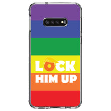 DistinctInk® Clear Shockproof Hybrid Case for Apple iPhone / Samsung Galaxy / Google Pixel - LOCK HIM UP Rainbow Anti Trump
