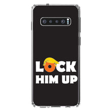DistinctInk® Clear Shockproof Hybrid Case for Apple iPhone / Samsung Galaxy / Google Pixel - LOCK HIM UP Black Anti Trump