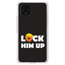 DistinctInk® Clear Shockproof Hybrid Case for Apple iPhone / Samsung Galaxy / Google Pixel - LOCK HIM UP Black Anti Trump