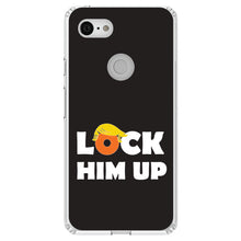 DistinctInk® Clear Shockproof Hybrid Case for Apple iPhone / Samsung Galaxy / Google Pixel - LOCK HIM UP Black Anti Trump