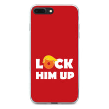 DistinctInk® Clear Shockproof Hybrid Case for Apple iPhone / Samsung Galaxy / Google Pixel - LOCK HIM UP Red Anti Trump