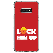 DistinctInk® Clear Shockproof Hybrid Case for Apple iPhone / Samsung Galaxy / Google Pixel - LOCK HIM UP Red Anti Trump