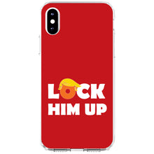 DistinctInk® Clear Shockproof Hybrid Case for Apple iPhone / Samsung Galaxy / Google Pixel - LOCK HIM UP Red Anti Trump