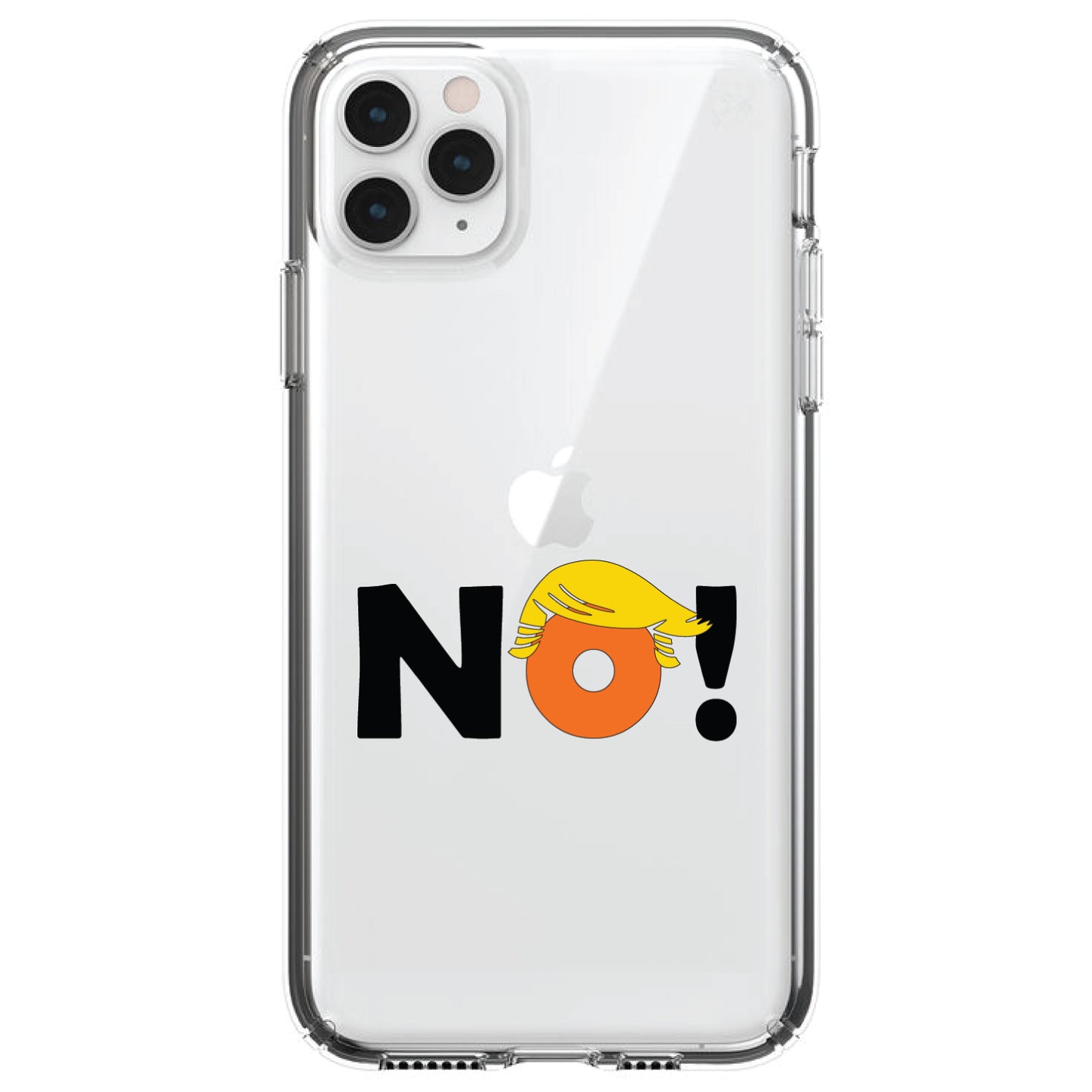 DistinctInk® Clear Shockproof Hybrid Case for Apple iPhone / Samsung Galaxy / Google Pixel - NO - Black Anti Trump