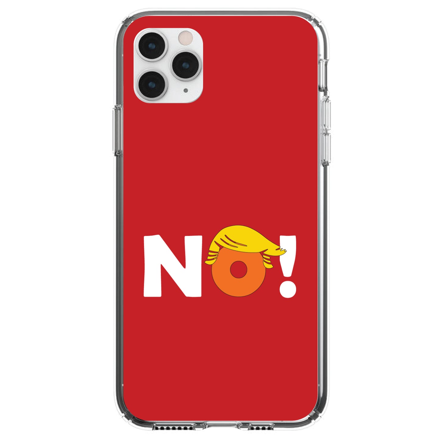 DistinctInk® Clear Shockproof Hybrid Case for Apple iPhone / Samsung Galaxy / Google Pixel - NO - Red Anti Trump