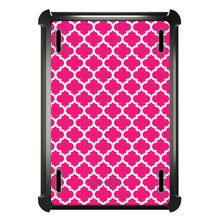 DistinctInk™ OtterBox Defender Series Case for Apple iPad / iPad Pro / iPad Air / iPad Mini - Hot Pink White Moroccan Lattice