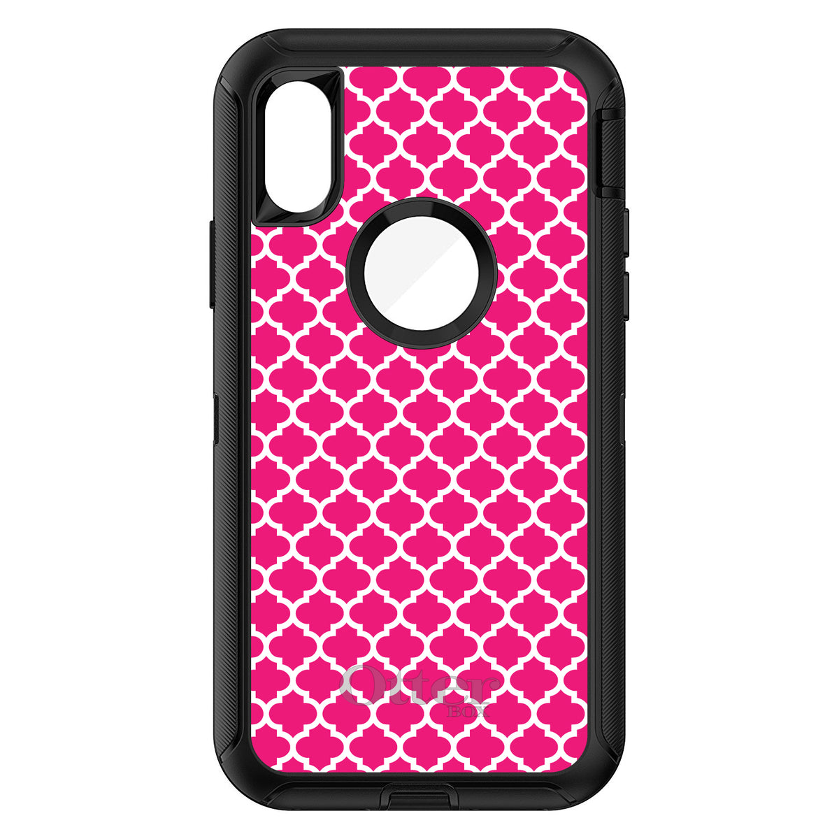 Hot Pink White Moroccan Lattice OtterBox Defender Case for iPhone & Galaxy, view 3