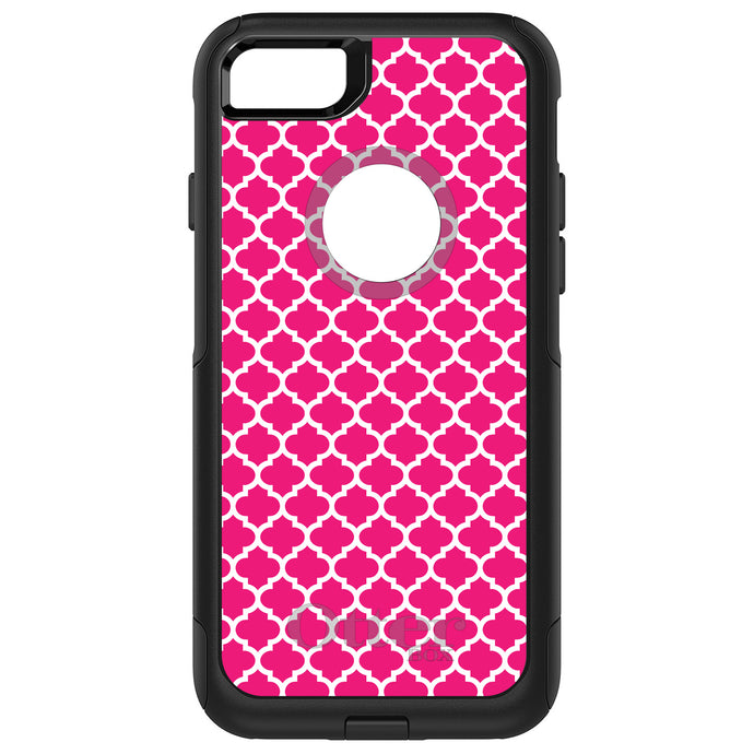 DistinctInk OtterBox Commuter Series Case for Apple iPhone or Samsung Galaxy - Hot Pink White Moroccan Lattice