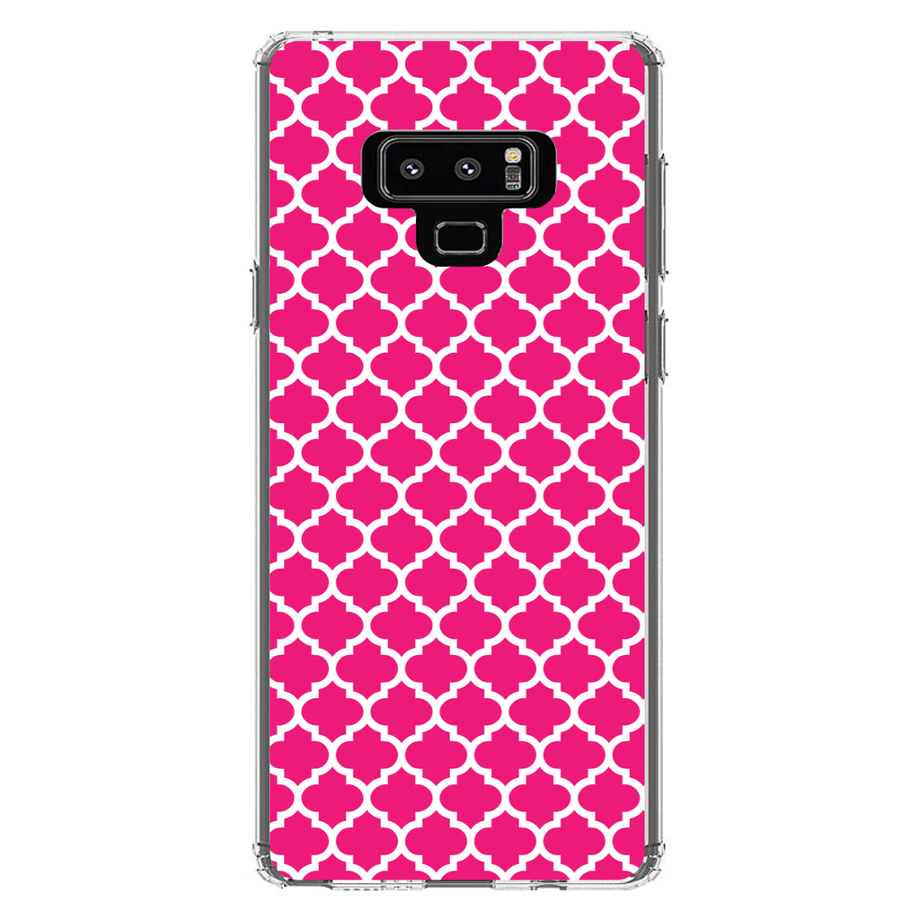 Hot Pink White Moroccan Lattice Clear Shockproof iPhone Case, view 11