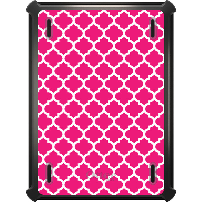 DistinctInk™ OtterBox Defender Series Case for Apple iPad / iPad Pro / iPad Air / iPad Mini - Hot Pink White Moroccan Lattice