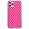 Hot Pink White Moroccan Lattice Clear Shockproof iPhone Case